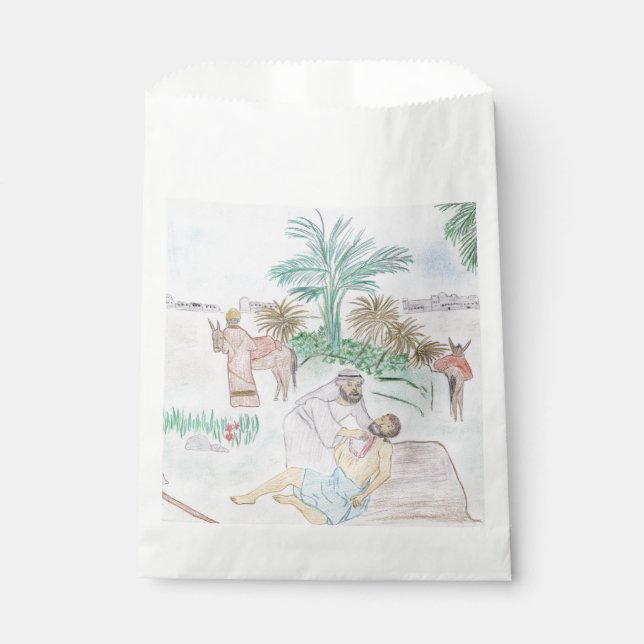 Christliches Kunstwerk Das gute Samariter Geschenktütchen (Vorderseite)