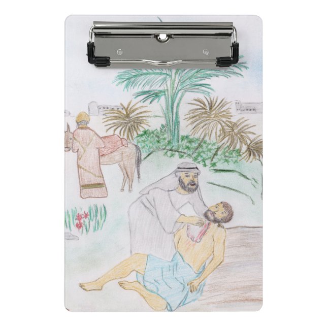 Christliches Kunstwerk Das gute Samariter Mini Klemmbrett (Vorderseite)