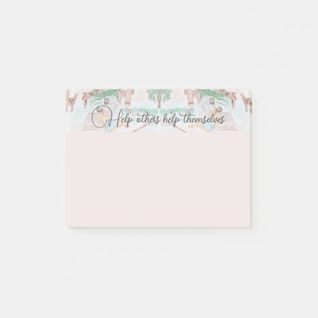 Christliches Kunstwerk Das gute Samariter Post-it Klebezettel (Vorderseite)