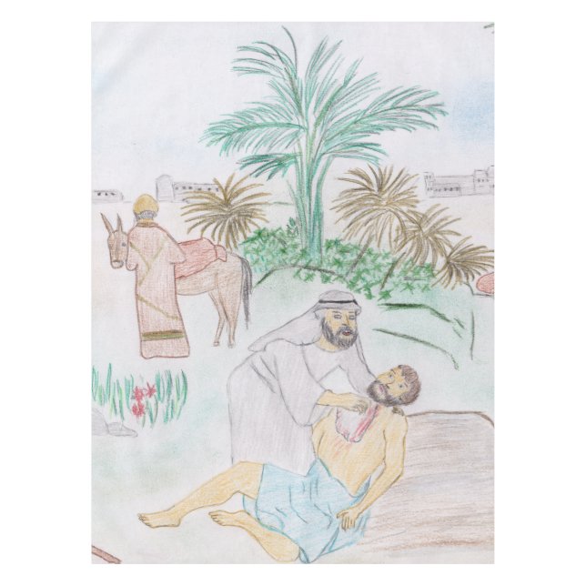 Christliches Kunstwerk Das gute Samariter Tischdecke (Vorderseite)