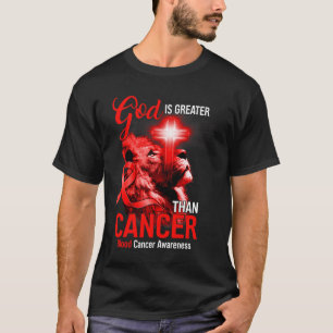 Christliches Löwenkreuz Gott ist größer als Krebs  T-Shirt