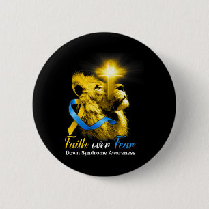 Christliches Löwenkreuzgedanken über Angst-nunter- Button