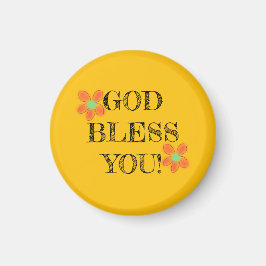 Christliches Mädchen "Gott segne dich" Rote Blume Magnet