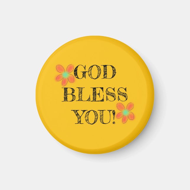 Christliches Mädchen "Gott segne dich" Rote Blume  Magnet (Vorne)