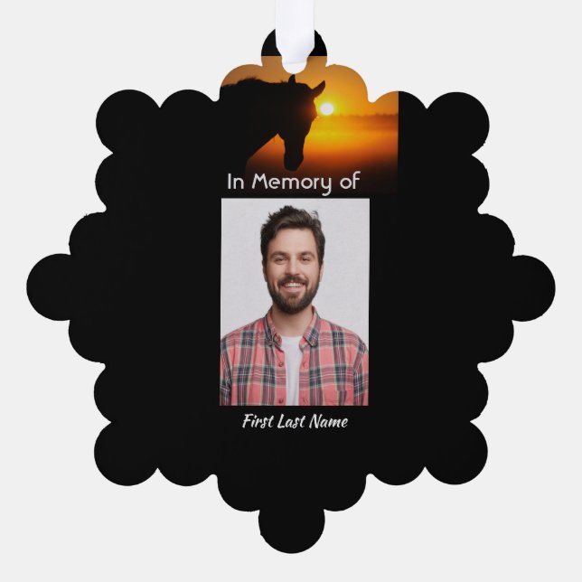 Christliches Memorial Foto Gebet Pferd Western Ornament Karte (Rückseite)