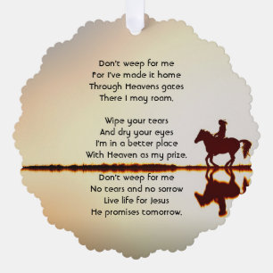 Christliches Memorial Foto Gebet Pferderücken Ornament Karte