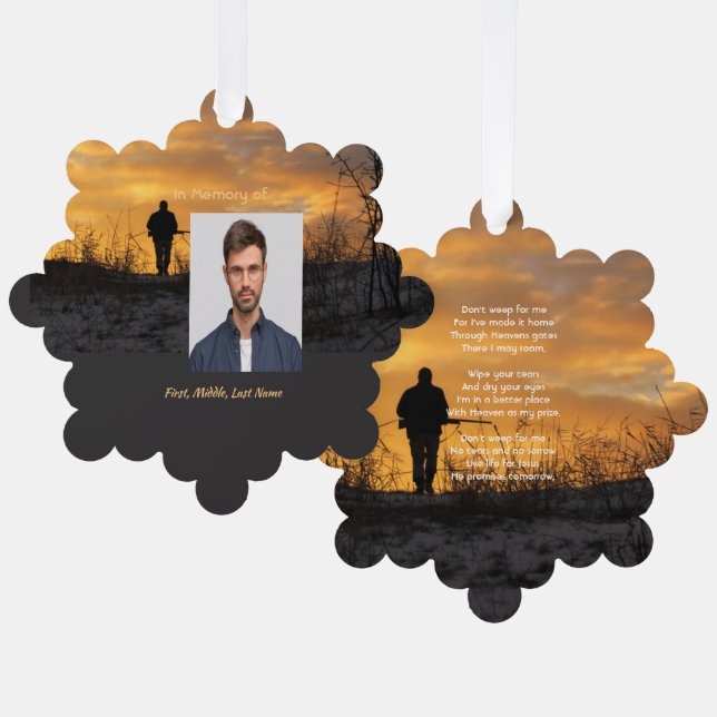 Christliches Memorial Jäger Jagen Stalingspiel Ornament Karte (Vorderseite/Rückseite)