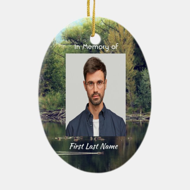 Christliches Memorial Keepake Lake Pond Park Ducks Keramik Ornament (Hinten)