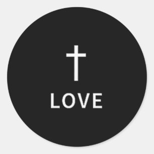 Christliches Minimal Kreuz Liebe Subtiles Religiös Runder Aufkleber