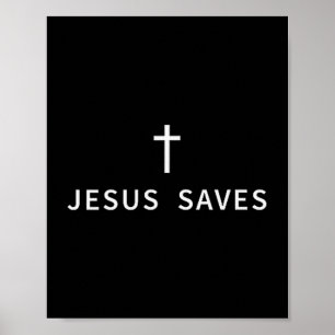 Christliches minimales Kreuz Jesus rettet religiös Poster