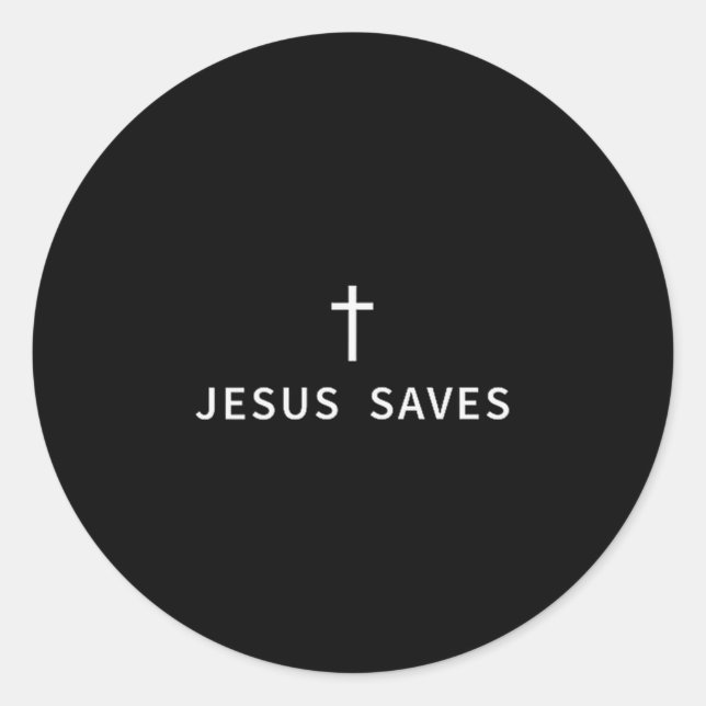 Christliches minimales Kreuz Jesus rettet religiös Runder Aufkleber (Vorderseite)