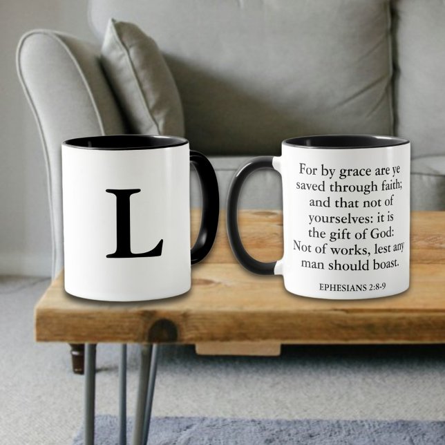 Christliches Monogramm gerettet durch Grace Bible  Tasse (Von Creator hochgeladen)