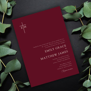 Christliches monogrammiertes Kreuz Minimalistische Einladung
