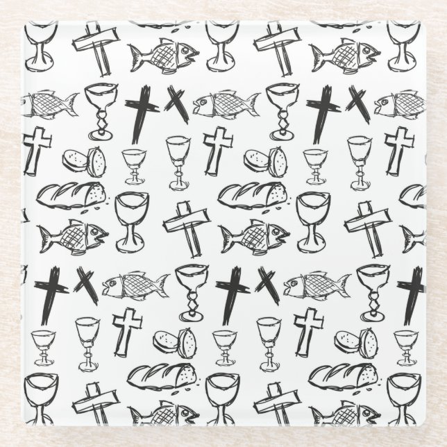 Christliches Muster Glasuntersetzer (Vorderseite)