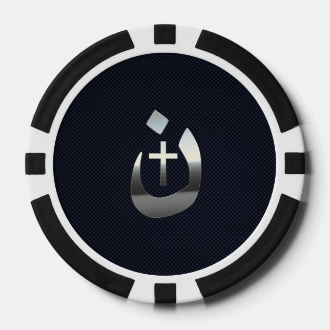 Christliches Nazarene-Symbol auf Navy Blue Pokerchips (Vorderseite)