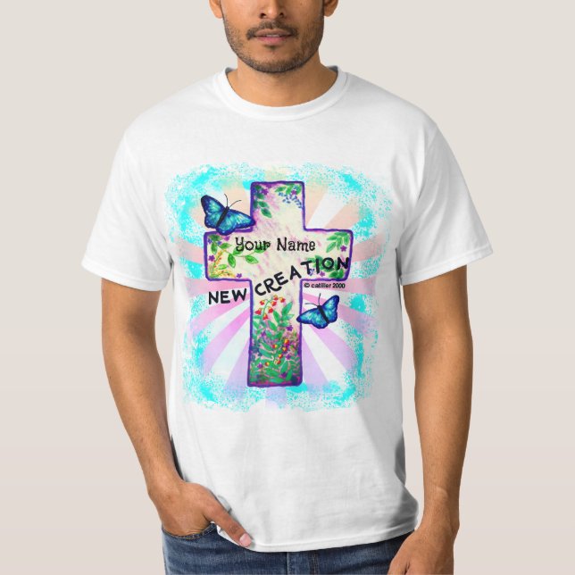 Christliches Neuschöpfungskreuz  T-Shirt (Vorderseite)