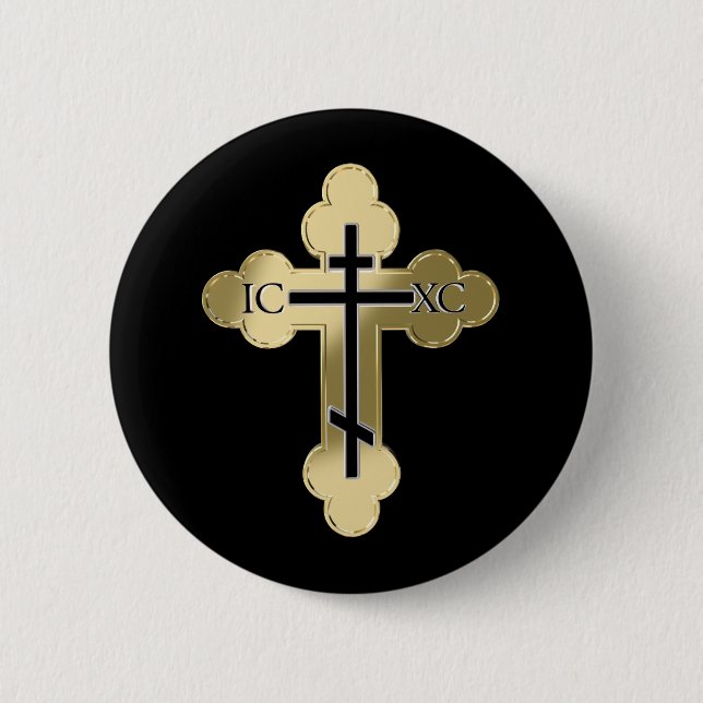 Christliches orthodoxe Kreuz Button (Vorderseite)