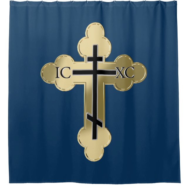Christliches orthodoxe Kreuz Duschvorhang (Vorderseite)