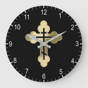 Christliches orthodoxe Kreuz Große Wanduhr