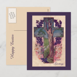 Christliches Oster-Grußkartendesign mit Kreuz und Feiertagspostkarte