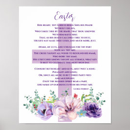 Christliches Ostergedicht Purple Blumen & Cross Poster