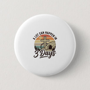 Christliches Ostern 3 Tage Retro-Kreuz-Höhlen-T-Sh Button
