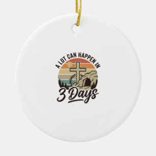 Christliches Ostern 3 Tage Retro-Kreuz-Höhlen-T-Sh Keramik Ornament