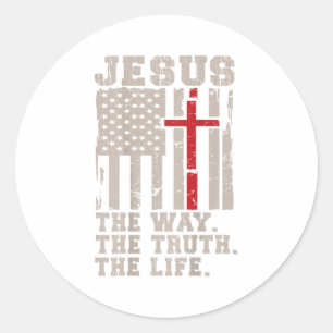 Christliches Patriotic Jesus Way Wahrheit Leben Am Runder Aufkleber