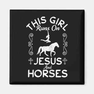 Christliches Pferd, das dieses Mädchen auf Jesus r Magnet