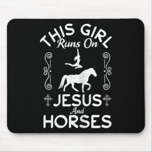Christliches Pferd, das dieses Mädchen auf Jesus r Mousepad