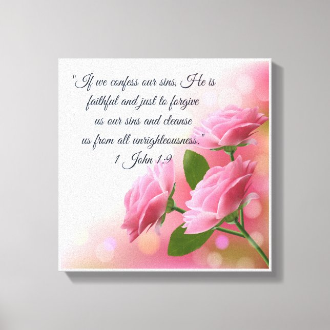 Christliches Poster 1 John 1:9 Leinwanddruck (Vorderseite)