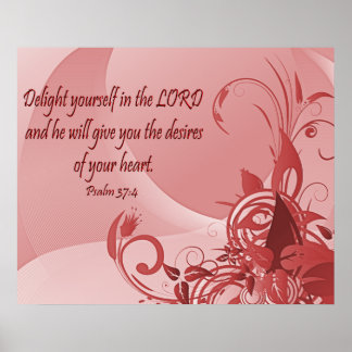 Christliches Poster mit Bibelverse Psalm 37:4