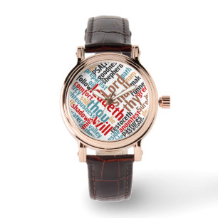 Christliches PSALM 23 Farbenfrohe Word Art Armbanduhr