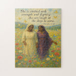 Christliches Puzzle der Würde und Stärke<br><div class="desc">Christliches Puzzle mit den Sprichwörtern 31:25.</div>