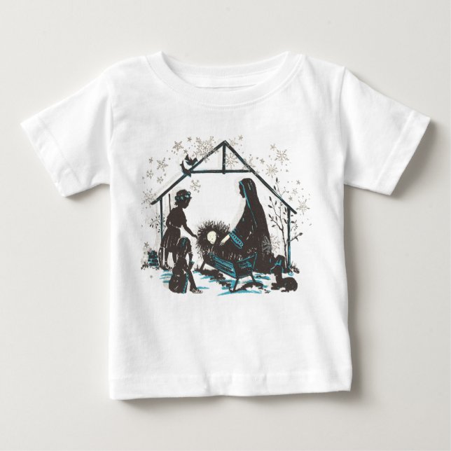 Christliches religiöses Baby Jesus Weihnachtskripp Baby T-shirt (Vorderseite)