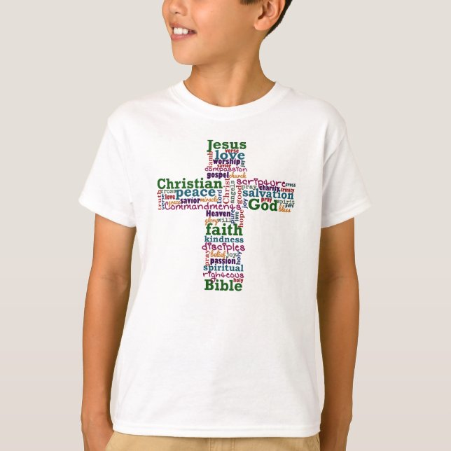Christliches Religiöses Wortkreuz T-Shirt (Vorderseite)