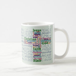 Christliches Religiöses Wortkreuz Tasse