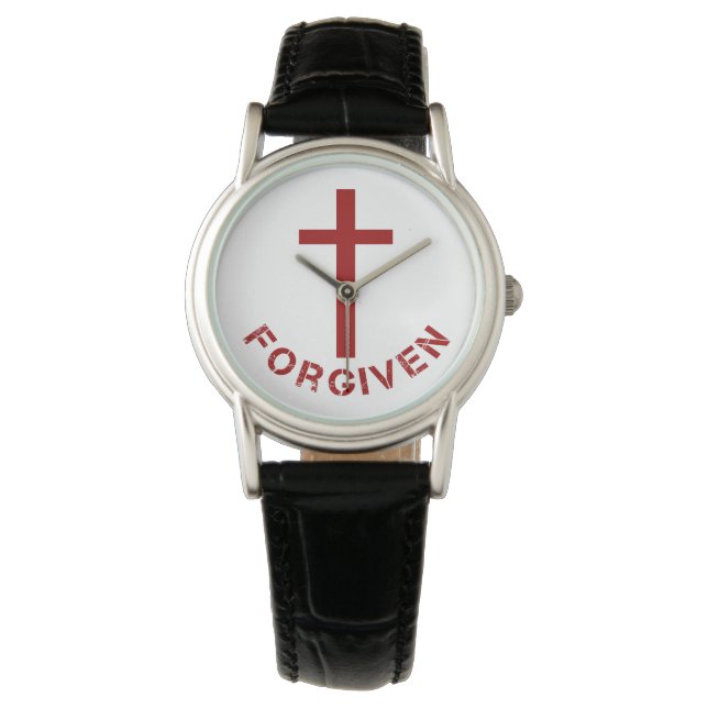 Christliches Rotes Kreuz und Textdesign Armbanduhr (Vorderseite)