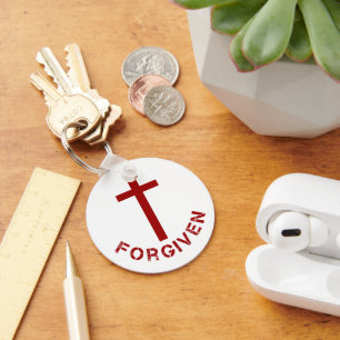 Christliches Rotes Kreuz und Textdesign Schlüsselanhänger