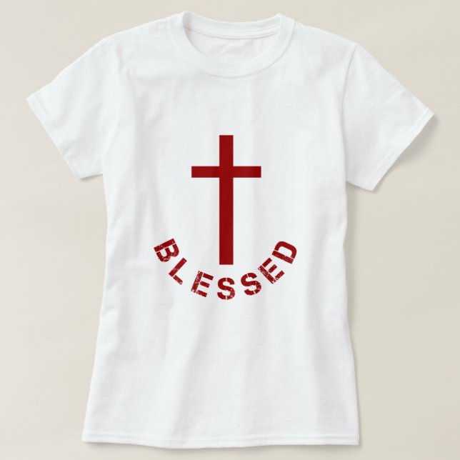 Christliches Rotes Kreuz und Textdesign T-Shirt (Design vorne)