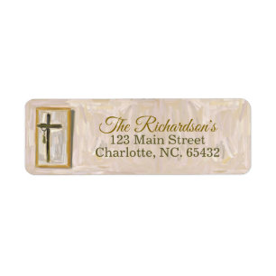 Christliches Rücksende-Adressetikett mit Kreuz