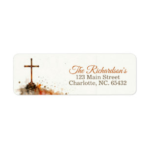 Christliches Rücksende-Adressetikett mit Kreuz