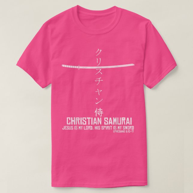Christliches Samurai Kanji Cross  T-Shirt (Design vorne)