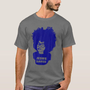 Christliches Schiff Jesus Rette Afro Hair Natural T-Shirt