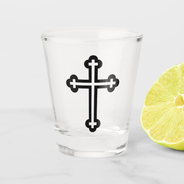 Christliches Schwarzes Kreuz Schnapsglas (Vorderseite)