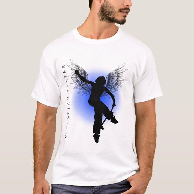 Christliches Skater-Blau T-Shirt (Vorderseite)