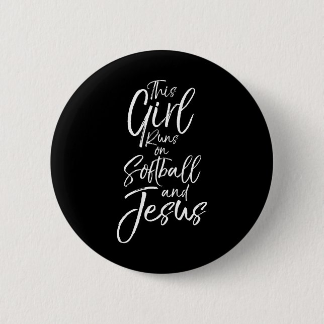 Christliches Sportgeschenk Dieses Mädchen Läuft Au Button (Vorderseite)