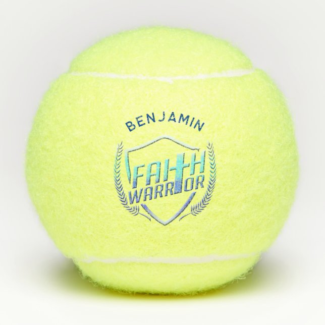 Christliches Sprichwort Vertrauenserwärter Blau Li Tennisbälle (Vorderseite)