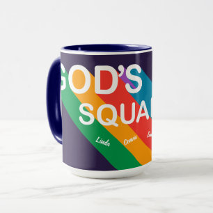Christliches Squad Retro-Regenbogenskript Tasse
