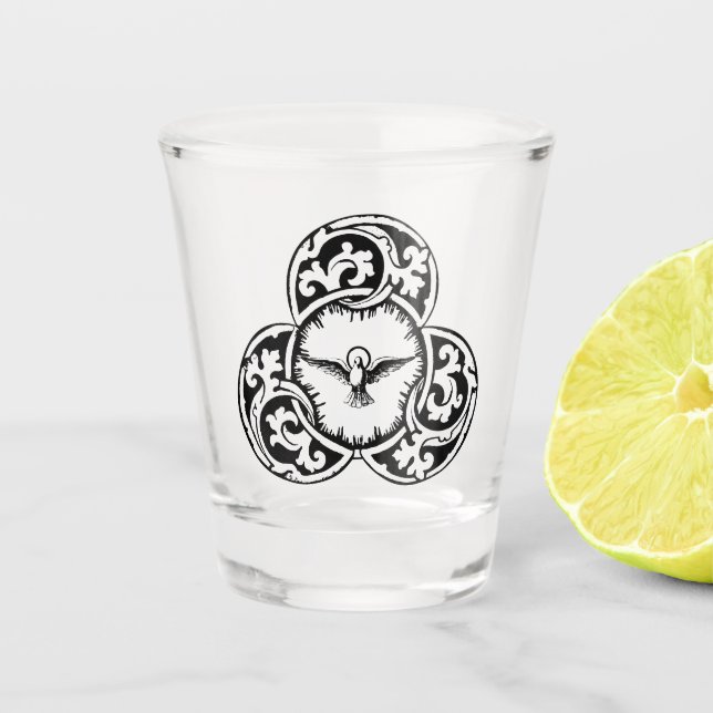 Christliches Symbol der Heiligen Geisttaube Schnapsglas (Vorderseite)